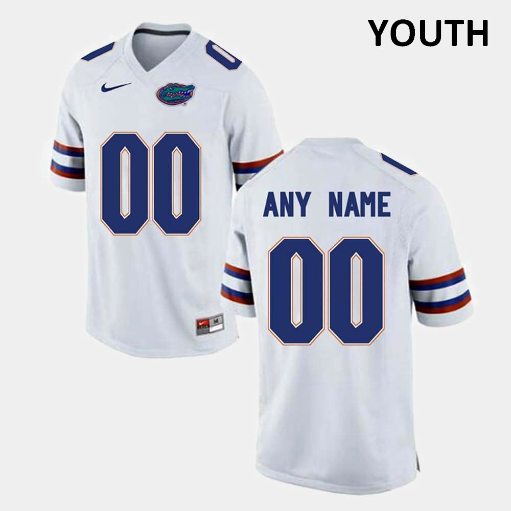 Youth NCAA Florida Gators Customize #00 Stitched Authentic Nike White Limited College Football Jersey EQI8265NX